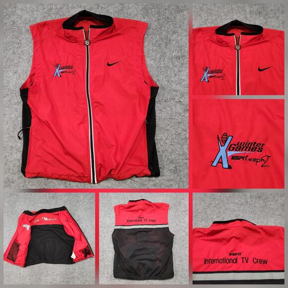 VTG X Games Winter ESPN Film Staff CREW Mens L Large? NIKE Y2K Vest Jacket - Picture 1 of 16